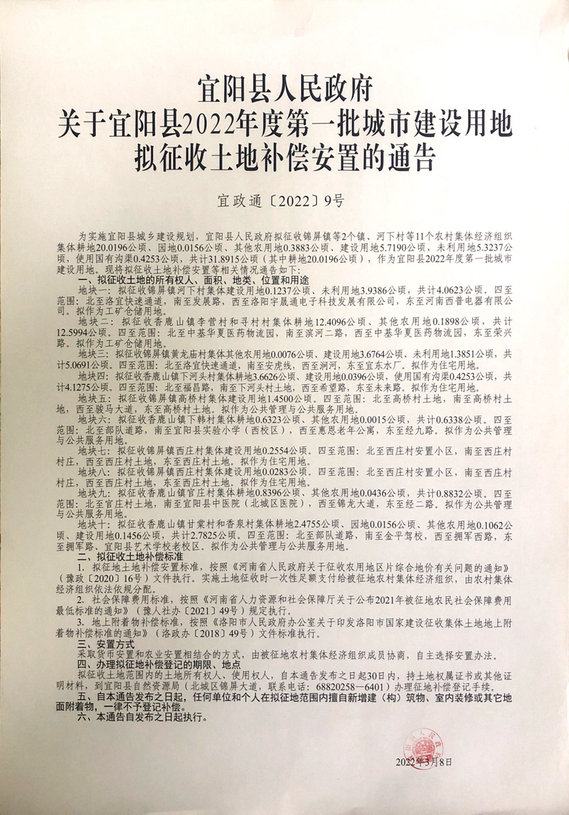 宜阳县科技局等最新项目